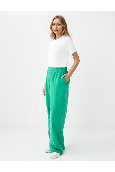 Jimmy Key Yeşil Normal Paça Beli Lastikli Dokuma Pantolon