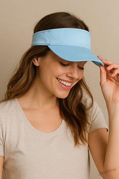 ZERAMİNE Açık Mavi Spor Vizör Şapka – Kadın Güneşlik Kap