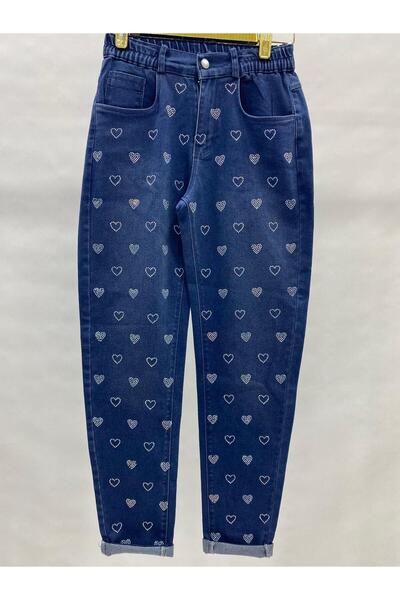 LADYDUİN Kalp desenli taşlı pantolon