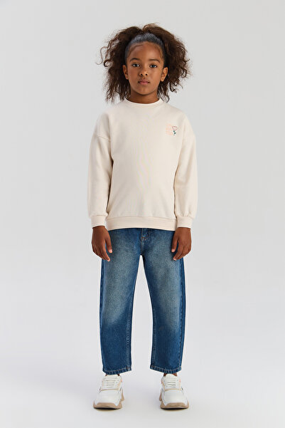 Tyess Basic Girl Ecru Sweatshirt