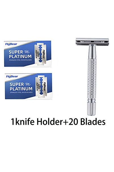 Choice3 1 حامل و20 شفرة حلاقة شفرة حلاقة مزدوجة الشفرة من الفولاذ المقاوم للص...