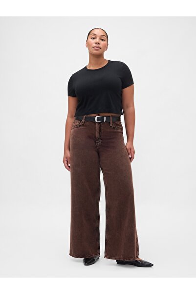 GAP Kadın Kahverengi Mid Rise UltraSoft Baggy Jean Pantolon