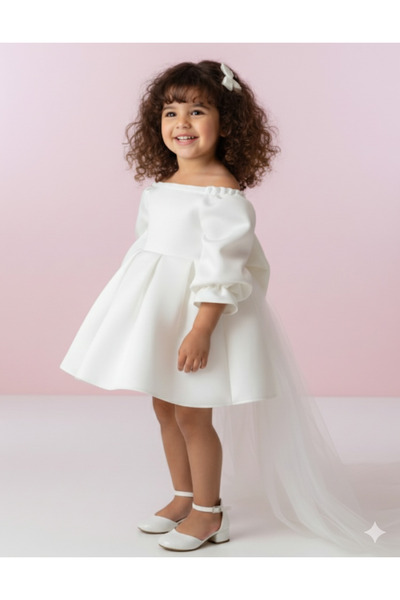 Tinypeople Βραδινό φόρεμα με πούπουλο για κορίτσια Φόρεμα γενεθλίων για κορίτσια με λευκό πούπουλο