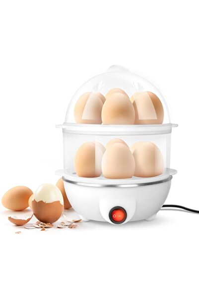 Generic طباخ بيض مزدوج الطبقات من بايتيون، 350 واط، 14 قطعة من غلاية البيض السريعة مع إيقاف التشغيل التلقائي، جهاز طهي البيض بالبخار الكهربائي