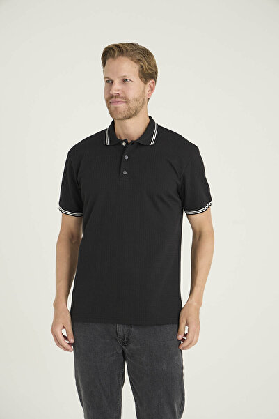 KLY Men's Polo Neck T-Shirt Modern Design Buttoned Collar 80% Cotton