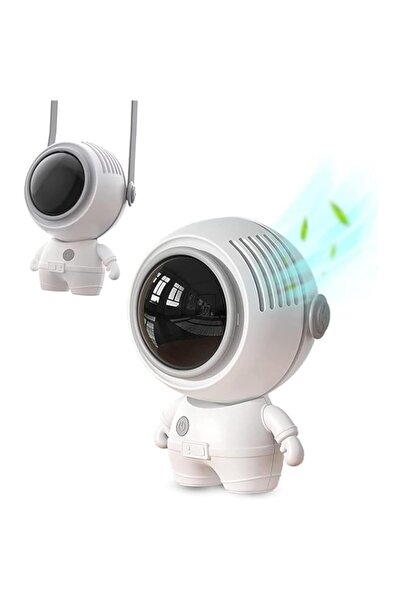 Generic مروحة بوليفيا الصغيرة المحمولة، قلادة مروحة رائد فضاء محمولة، قابلة للتعديل بزاوية 360 درجة، بدون أوراق، دقيقة