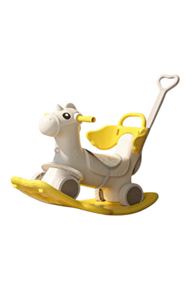 FULLJOY حصان هزاز ثلاثي الاستخدام (حصان هزاز + راكب + مسند ظهر + عربة + موسيقى)