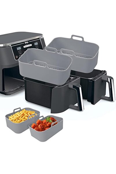 Generic بطانات سيليكون للمقلاة الهوائية - قطعتان من وعاء سيليكون للمقلاة الهوائية بطانات سيليكون قابلة لإعادة الاستخدام آمنة للطعام