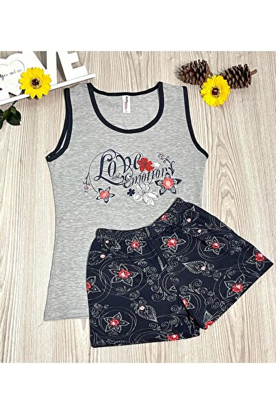 Intisimo Γυναικεία Πιτζάμα, Φανελάκι, Σορτς, Love Emotions, Γκρι/Μαύρο - L