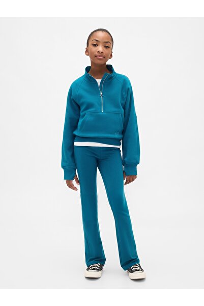 GAP Kız Çocuk Koyu Mavi VintageSoft Logo Yarım Fermuarlı Pullover Sweatshirt