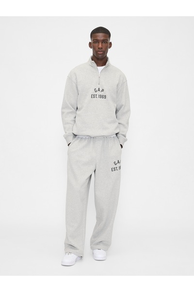 GAP Erkek Açık Gri VintageSoft Logo Baggy Eşofman Altı