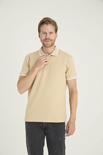 KLY Men's Polo Neck T-Shirt Modern Design Buttoned Collar 80% Cotton