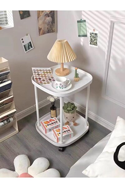 MOSTAFA Two-tier table with wheels, modern and elegant design