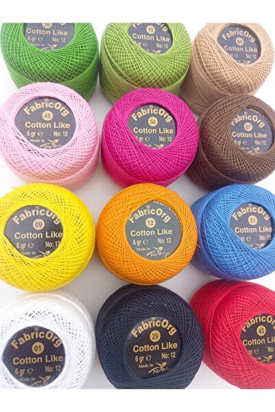 fabricorg No:12 Cotton Like Etamin - Kanaviçe 12'li Iplik Seti-1 (6 Gr)