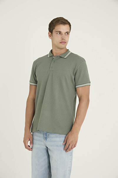 KLY Men's Polo Neck T-Shirt Modern Design Buttoned Collar 80% Cotton