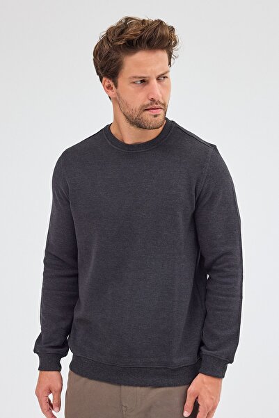 İmza Φούτερ από ανθρακί με μακρύ μανίκι με λαιμόκοψη από απλό βαμβάκι Comfort Fit 1013255150