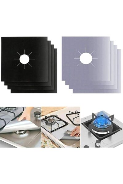 Generic أغطية مواقد الغاز من روبيك، 8 قطع، واقيات موقد غاز غير لاصقة، خط غطاء...