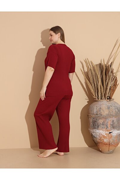 Intisimo Women's Pajamas, Cotton, Large Size, BeYOUtiful, Bordeaux Red - 5XL