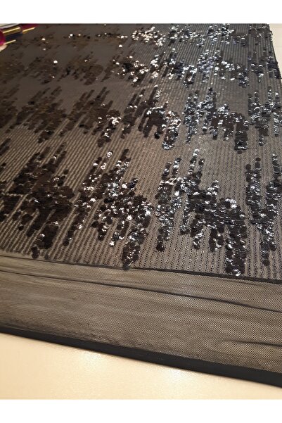 Safir Kumaş Abiyelik Pul Payet İşlemeli Siyah Dantel 2.30 Metre