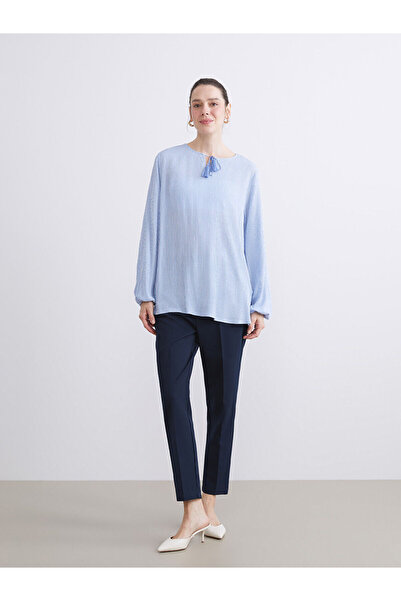 LC Waikiki Tie Collar Striped Blouse