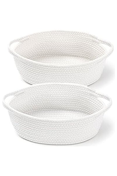 Generic Erweicet 2 Pack Small Woven Basket,Woven Baby Laundry Blanket Basket Toy Basket with Handle Storage