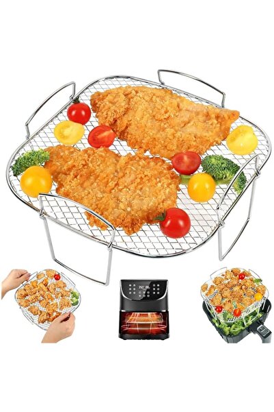 Generic Khazna 8 inch Square Air Fryer Rack, Stainless Steel Dehydrator Rack, Square Air Fryer, Compatible w