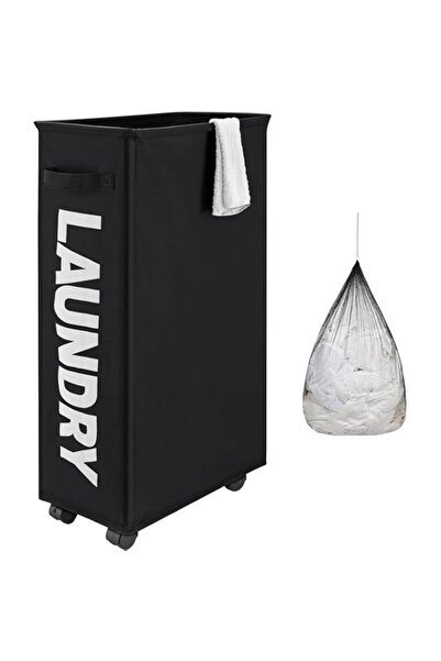 Generic سلة غسيل YumLock دوارة رفيعة بعجلات - قابلة للطي، مقاومة للماء، وقابل...