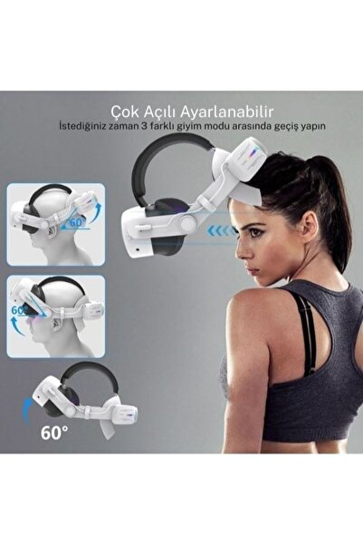 cosmostech C2 Pro Meta Quest 3 ve 3s Sanal Gerçeklik Gözlüğü Uyumlu Rgb Şarjlı Head strap başlık