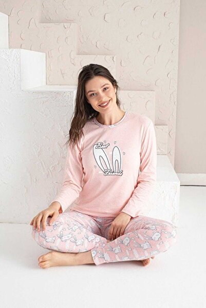 Intisimo Γυναικεία Πιτζάμα, Μακρυμάνικη, Best Friends, Βαμβακερή, Ανοιχτό Ροζ...