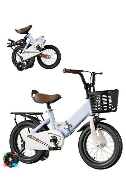 KidLe دراجة أطفال قابلة للطي مقاس 16 بوصة، مع عجلة تدريب ومقعد خلفي، دراجة لل...