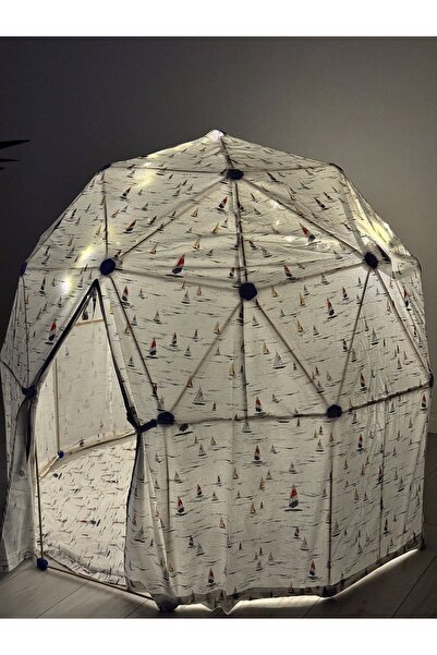 Nomika Design Nomika Dome Çocuk Oyun Çadırı – 125x135 cm – Yelkenli Desenli Kumaş