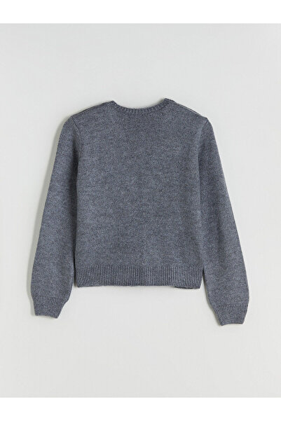 LC Waikiki Gray Tie Collar Bowknot Women's Knitwear Cardigan