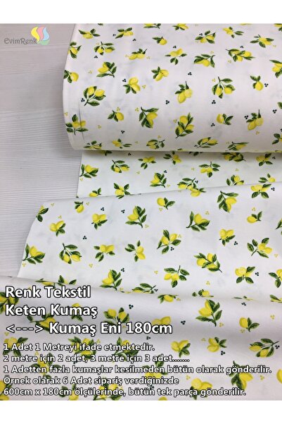 Renk Tekstil Meyve Desenli Keten Kumaşlar - Döşeme - Perde - Masa Örtüsü - Mi...