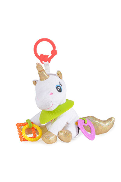Balibazoo Unicorn Bella, jucarie din plus cu parti moi inele si fosnaitoare, Multicolor