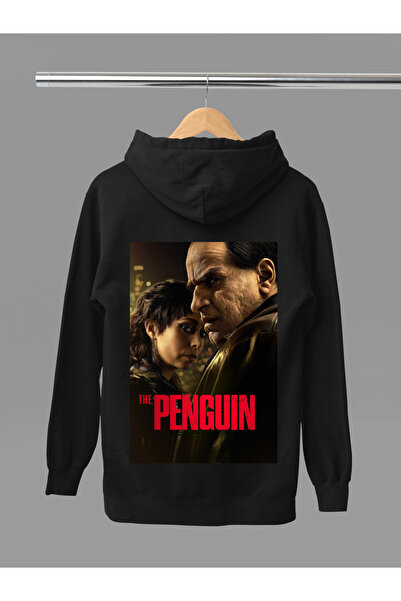 MAGORS Hanorac cu glugă din bumbac cu mânecă lungă, cu imprimeu PINGUIN, cu 3...