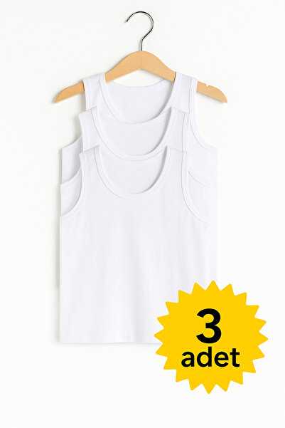 BABİDO Boys' Cotton White Undershirts – Ages 2-12, Pack of 3