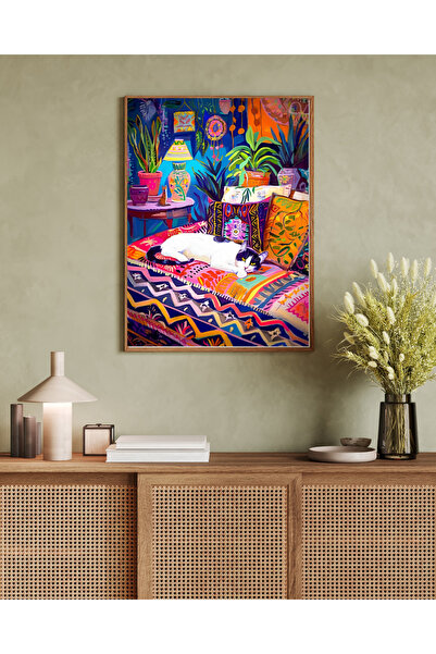 Tuba Decor Tek Parça Ahşap Çerçeveli Oturma Odası Salon Mutfak Tablo