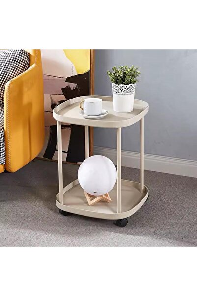 MOSTAFA Two-tier table with wheels, modern and elegant design