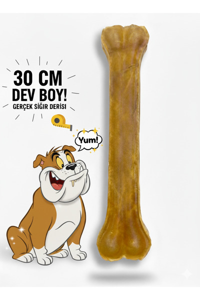 Tasma Market 30 cm Dev Boy Doğal Pres Sığır Derisi Köpek Çiğneme Kemiği 330 gr