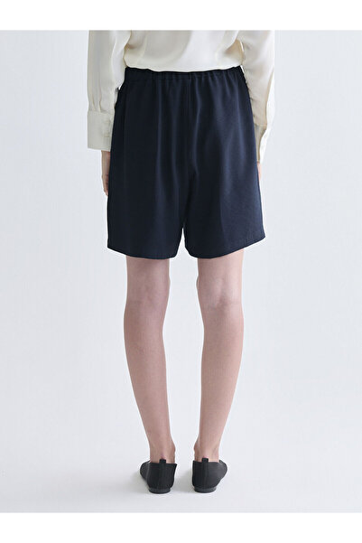 LC Waikiki Navy Blue Women's Pleated Shorts with Elastic Waist