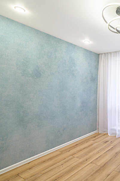 dreamwall Minimalist Mavi Doku Efektli Tek Parça Duvar Kağıdı