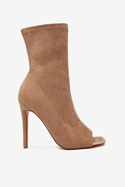 DeeZee Γυναικεία μποτάκια με ψηλοτάκουνα, καφέ στιλέτο 35