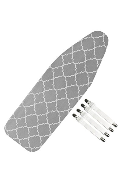 Generic Ironing Board Cover 110x30CM Cotton Large Iron Board Cover with 5MM pad 4 Elastic Fasteners Elastic