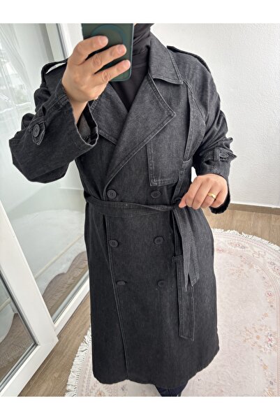 Butik Siyah Trençkot