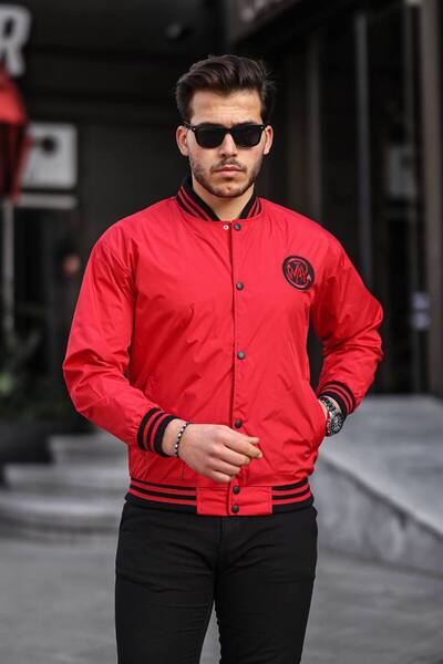 comstar Men's Printed Hooded Red College Windbreaker & Raincoat