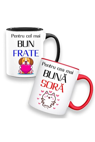 OEM Set 2 căni personalizate cu mesajul „Cel mai bun frate, cea mai bună soră...