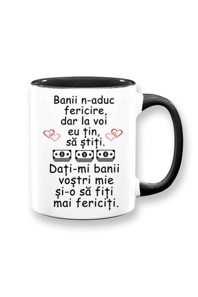 OEM Cană personalizată cu mesajul: „Banii nu aduc fericirea, dar îmi pasă de ...