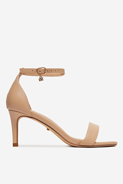 DeeZee Γυναικεία ψηλοτάκουνα πέδιλα με χαμηλό τακούνι, μπεζ στιλέτο 38