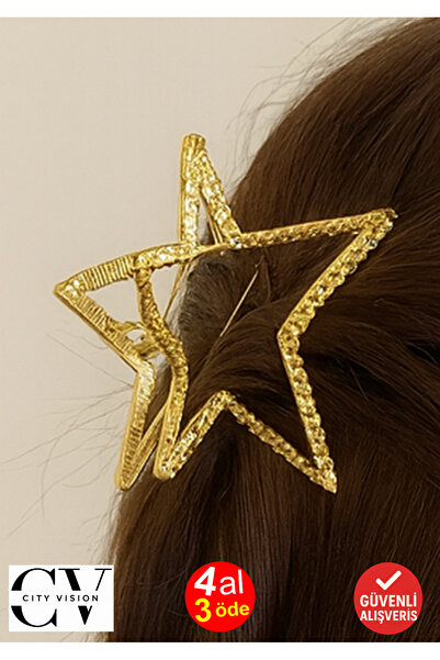 cityvision Agrafă de păr din metal de culoare aurie, model stea, 7 cm
