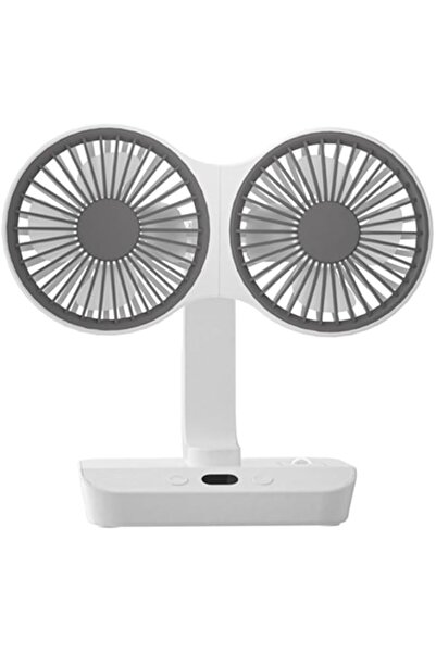 Generic مروحة مكتب موموزون ثنائية الرأس، مروحة رقمية متعددة الوظائف ثنائية الرأس، رأسان للمروحة، 4 سرعات، مروحة صغيرة مع